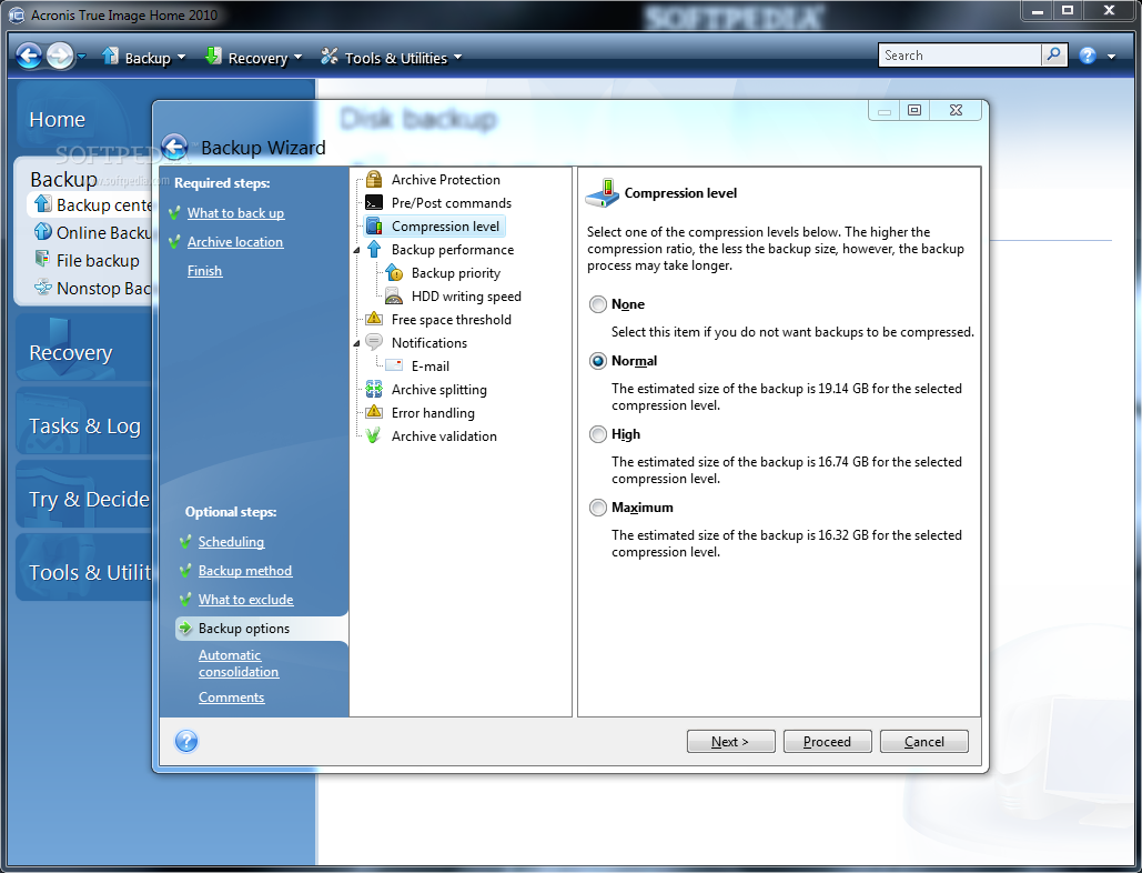 acronis true image 2010 view ongoing backup details