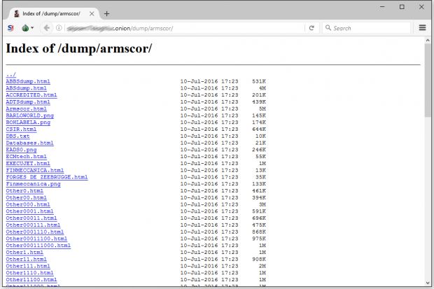 Screenshot of the data dump