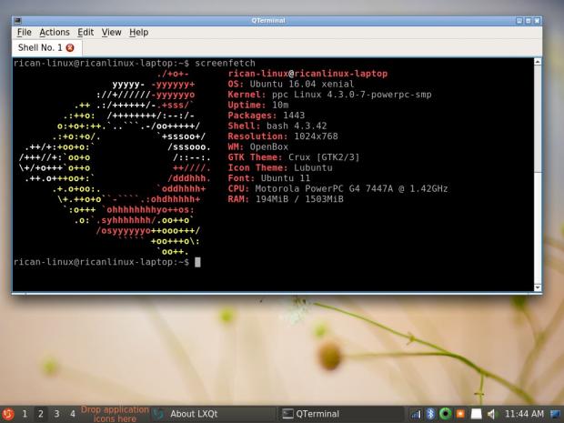Lubuntu 16.04 LTS runs on PowerPC with LXQt