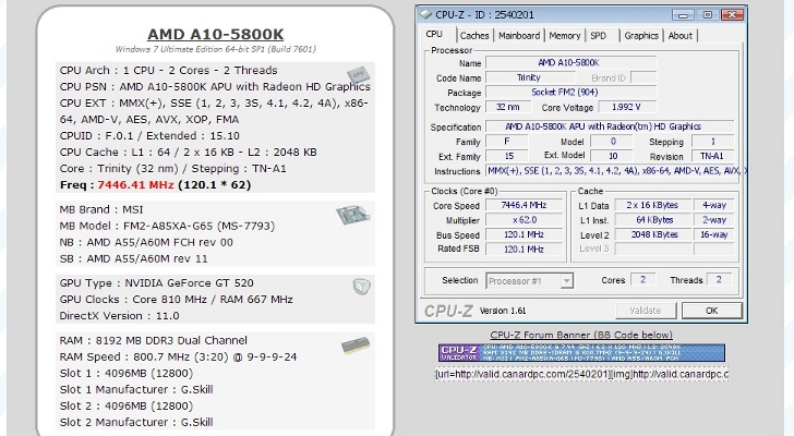 AMD Trinity A10-5800K APU Overclocked