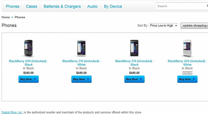 BlackBerry starts selling Z10 and Q10 devices on its website in the US