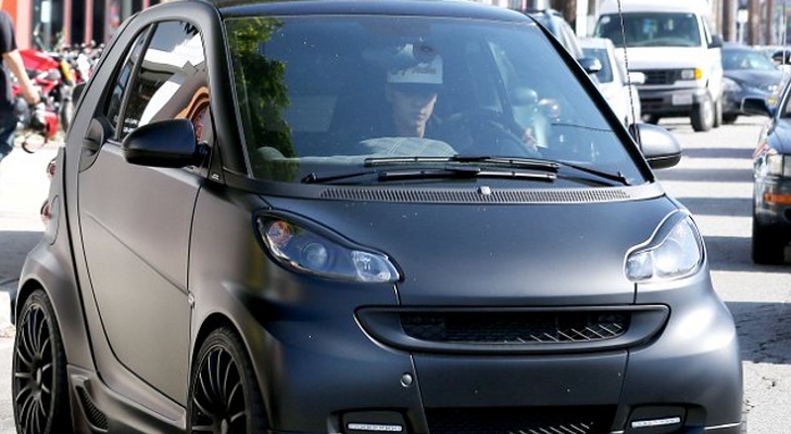 Justin Bieber at the wheel of his customized ecofriendly Swag Car 