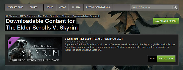 Skyrim now has an official high resolution texture pack
