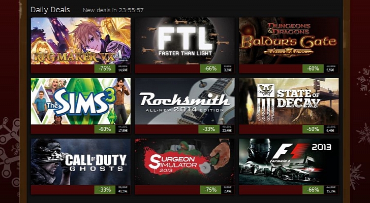     Steam Winter Sale 2014Day 6 Has Price Cuts for Call of Duty: Ghosts, The Sims 3, More   We're now in day 6 of the Steam Winter Sale of 2014and Valve has just revealed a wide array of fresh discounts for plenty of games available on the digital distrib Steam-Winter-Sale-2013-Day-6-Has-Price-Cuts-for-Call-of-Duty-Ghosts-The-Sims-3-More