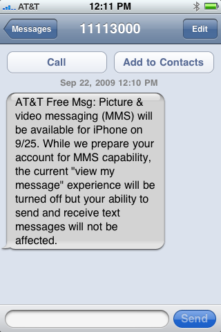 AT&amp;T Mass SMS Mentions iPhone MMS