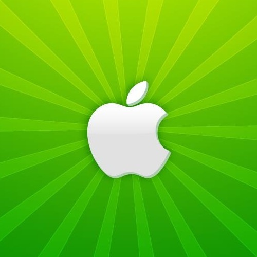 Image comment: Wallpaper featuring a white Apple logo on a green background