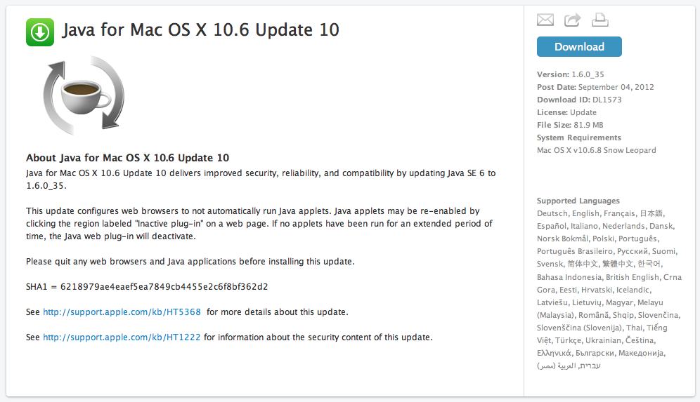 java for mac osx update 6