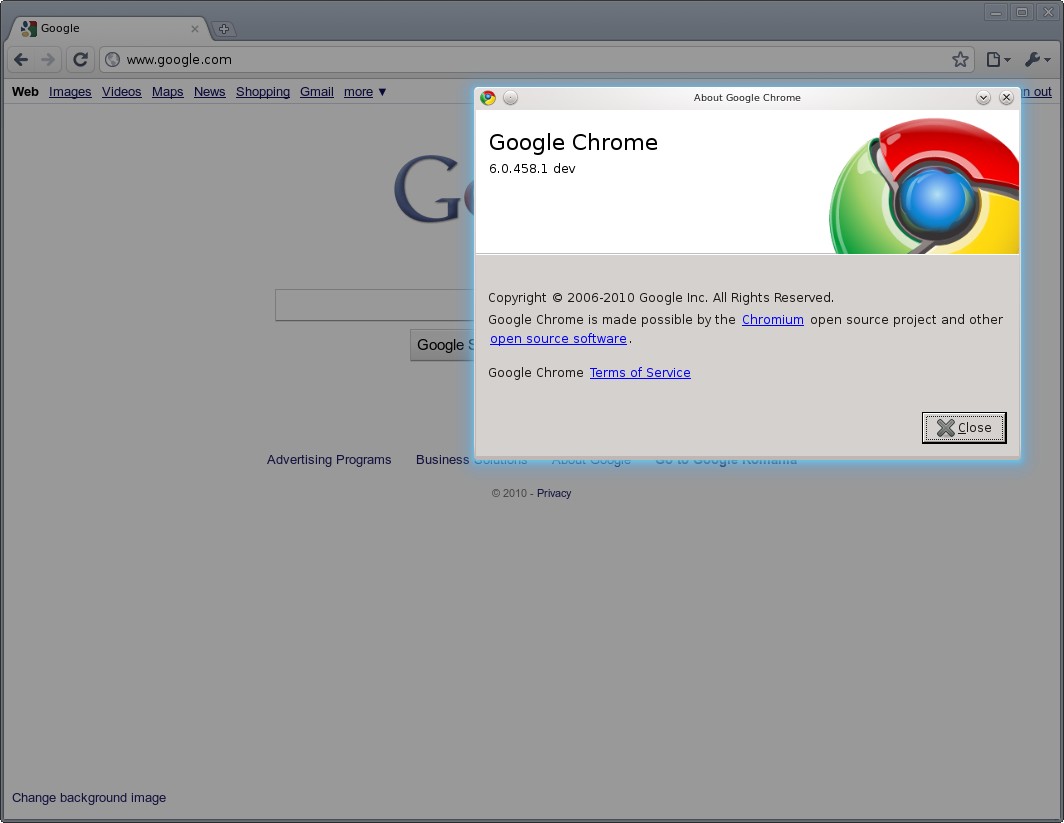 Google Chrome 6.0.458.1 on Kubuntu 10.04