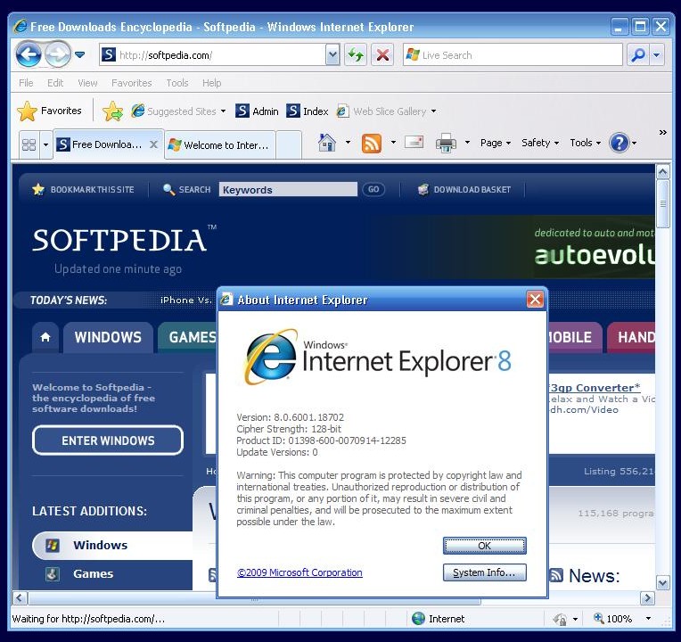 Upgrade Internet Explorer 7 8 Vista