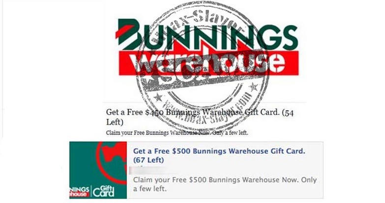 Facebook Scam Get a Free Bunnings Warehouse Gift Card