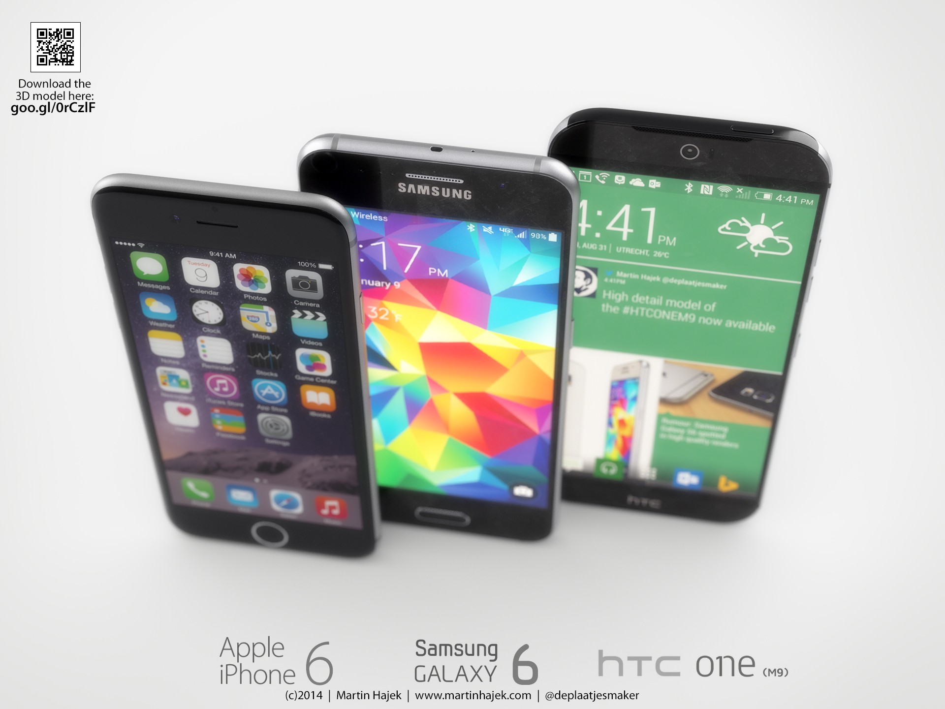 طرح مفهومی HTC One M9 در کنار گلکسی اس ۶ و آیفون ۶