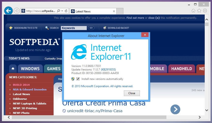 Internet Explorer 11 Windows 7