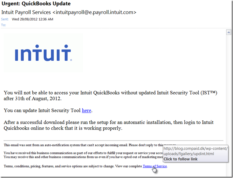 Fake Intuit email