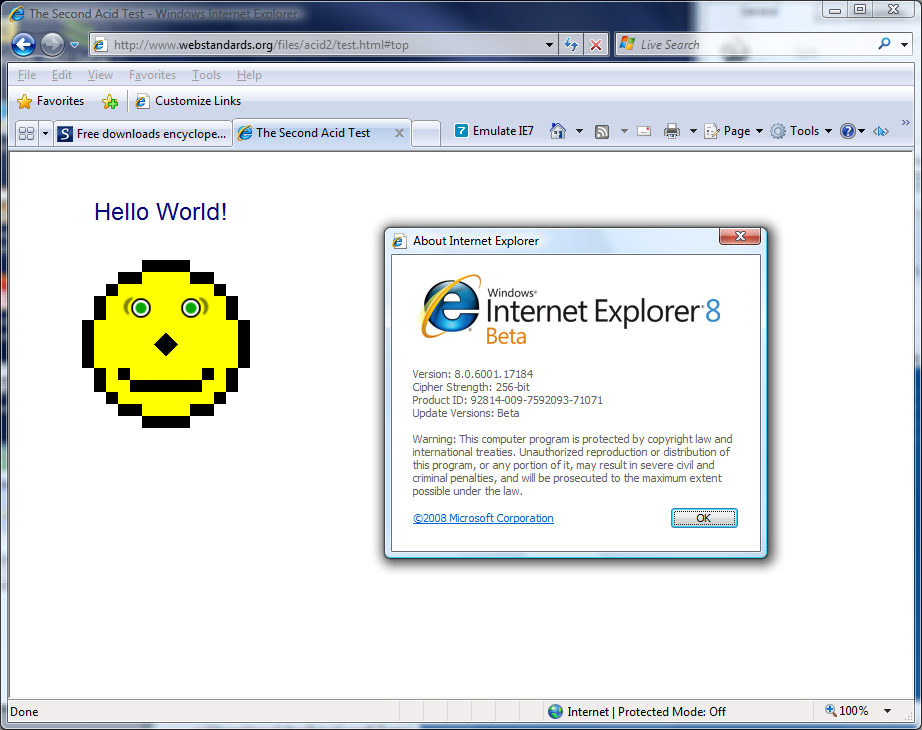 Internet explorer 8 beta working windows 7 32 bit