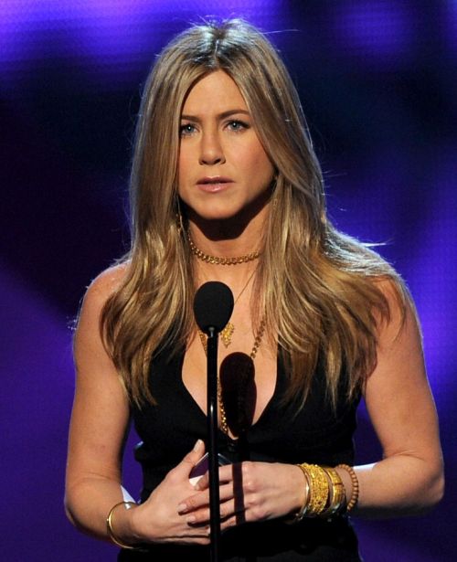 Jennifer Aniston on stage at the 2011 People's Choice Awards, as the .