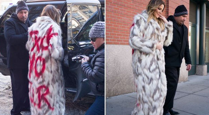 Khloe Kardashian Puts On Spray-Painted Coat to Protest the Fur ...