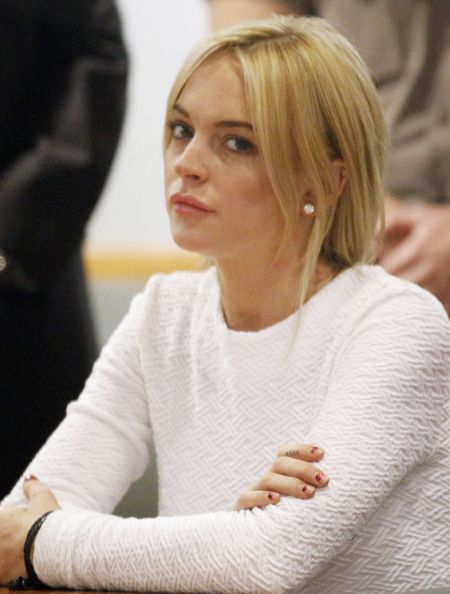 lindsay lohan white dress at court. Image comment: Lindsay Lohan