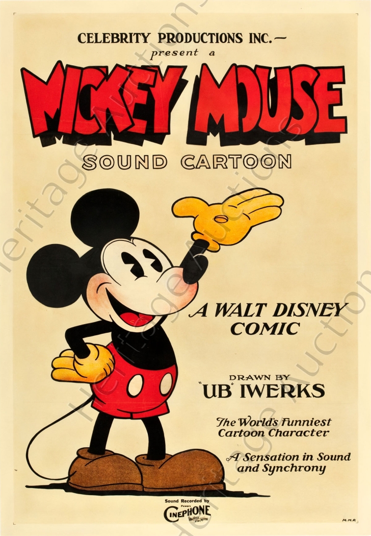 1928 poster for “Mickey Mouse,” which has now changed hands for $101,575 (€78,152)