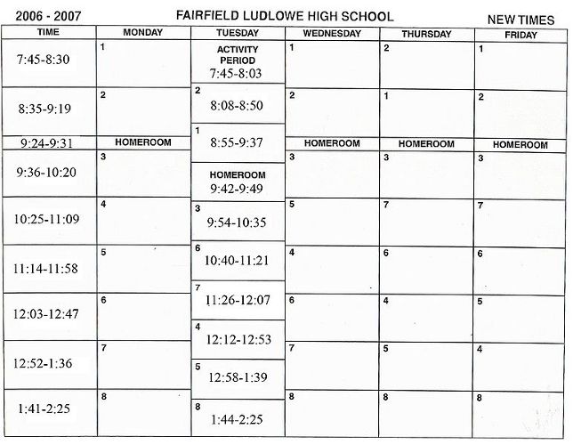 school blank timetable