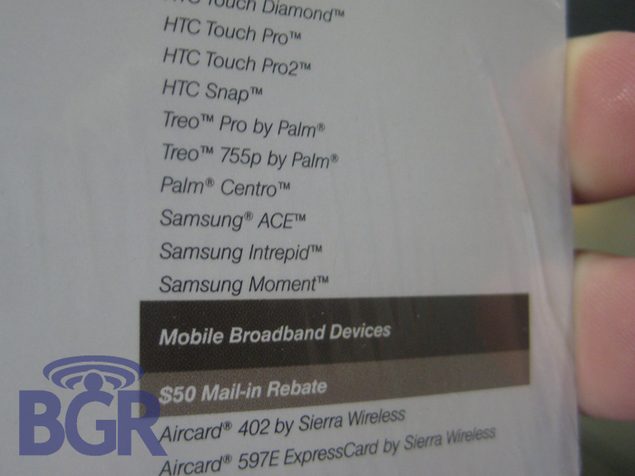 Sprints rebate sheet shows Samsung Intrepid and Samsung Moment ...