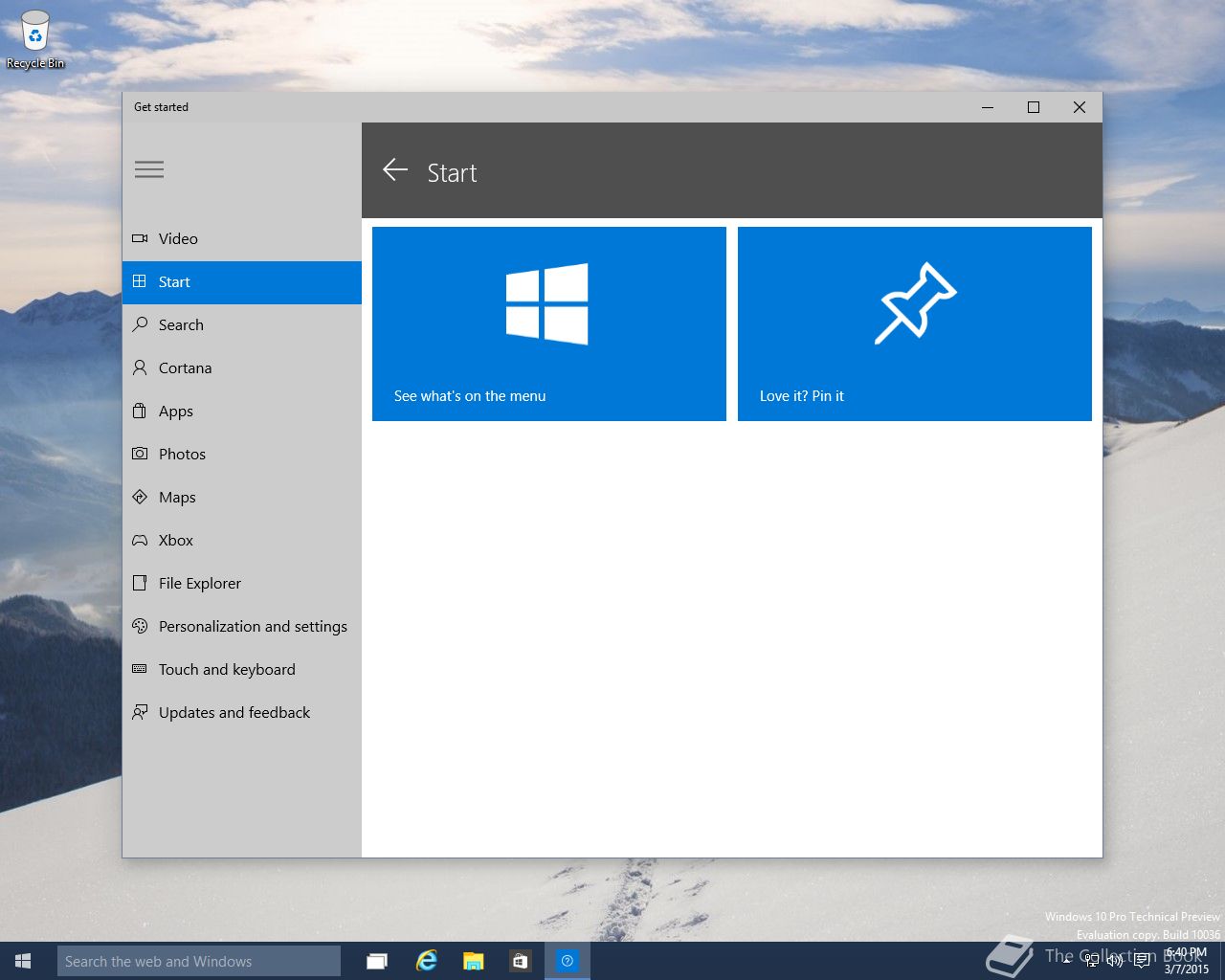 Microsoft Windows 10 Professional Technical Preview 10036 X