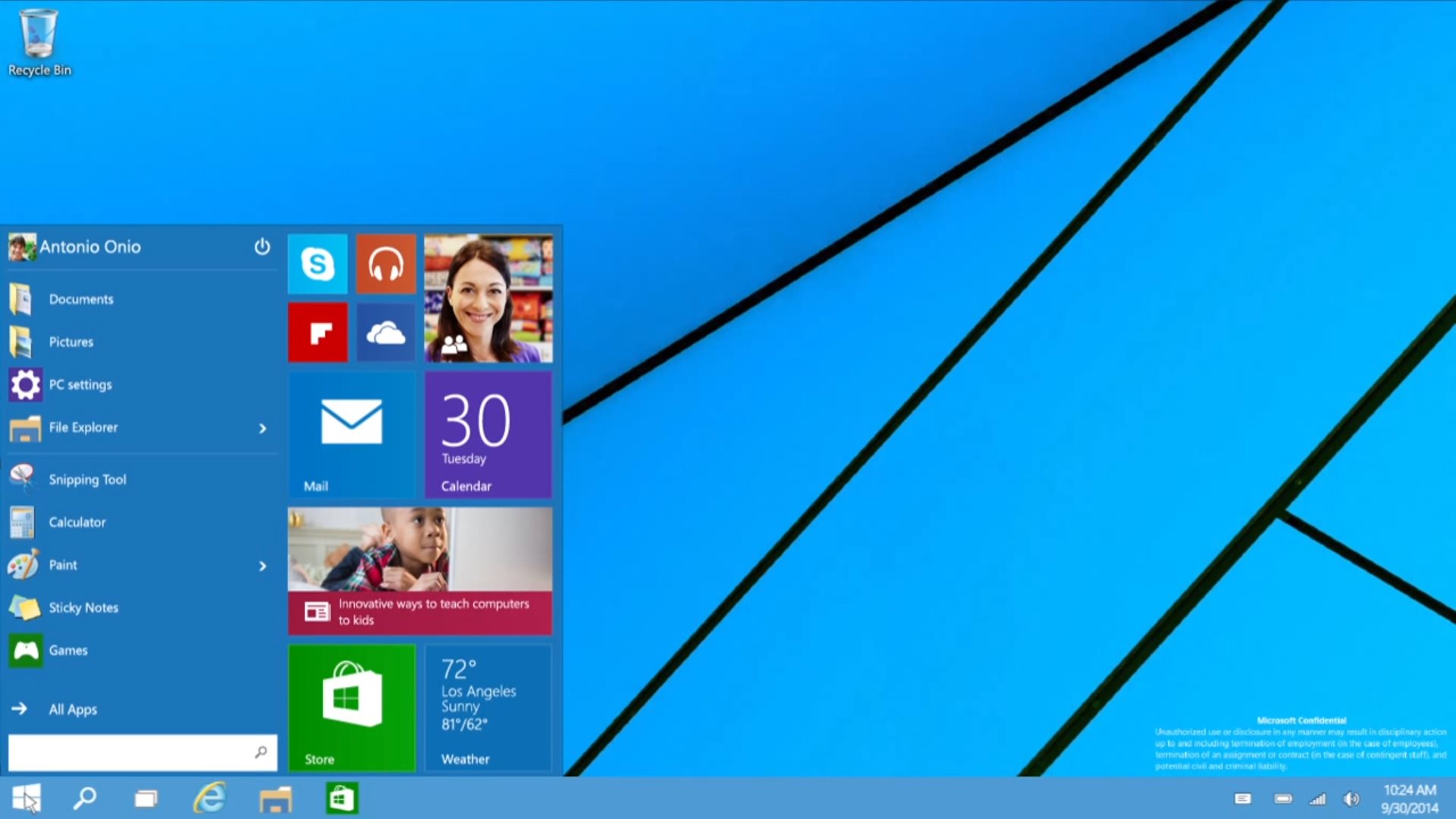 Windows 10: Charms Bar Removed, No Start Screen For Desktops.