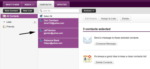 where are my contacts in yahoo mail