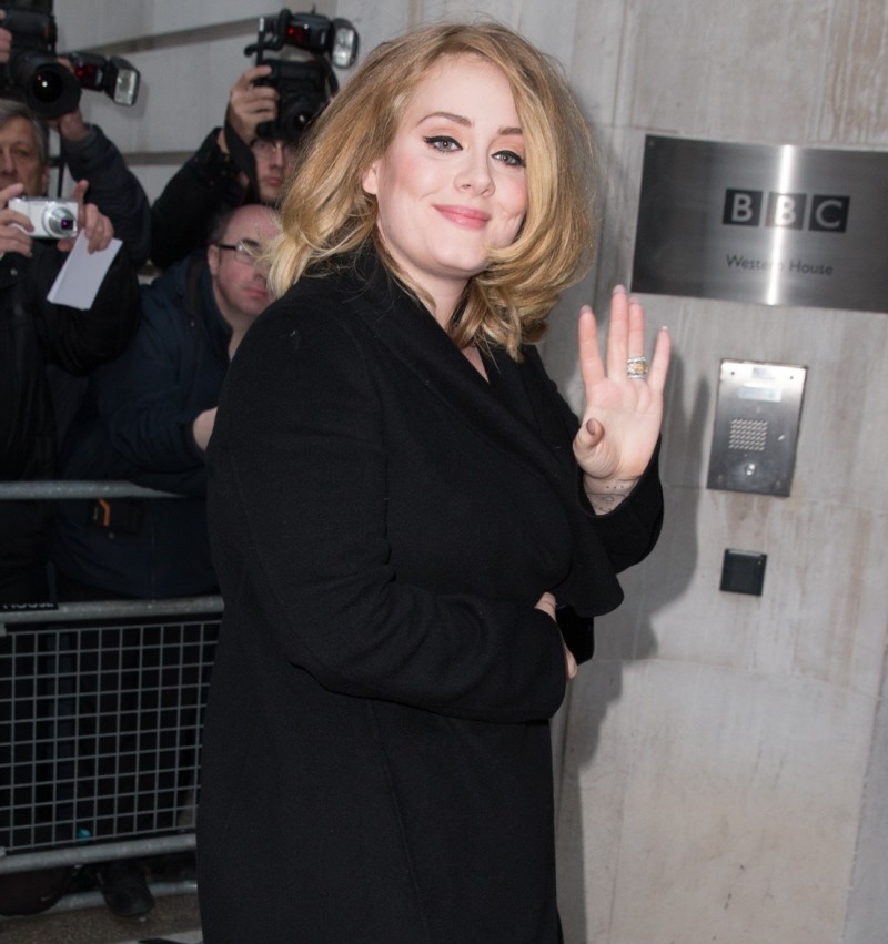 Adele outside the BBC studios, on the day leading single "Hello" wa...