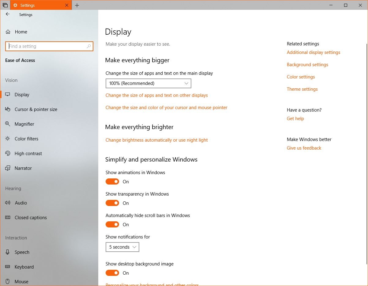 windows 10 ms settings display